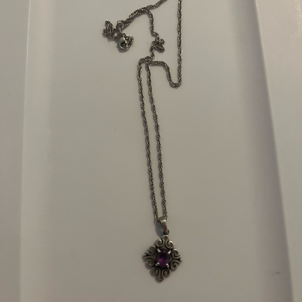 James Avery Silver Necklace with Purple Gem